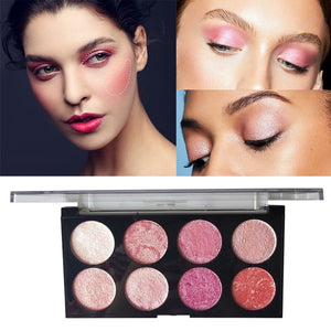 8-color Baked Blush Palette Long-lasting Shiny Brighten Skin Color Luminous Blusher Contour Powder