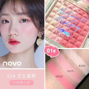 Light Features Tricolor Blush Cheek Base Makeup Smooth Waterproof Lasting Pigment Natural Facial contour Brighten skin