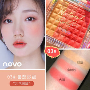 Light Features Tricolor Blush Cheek Base Makeup Smooth Waterproof Lasting Pigment Natural Facial contour Brighten skin
