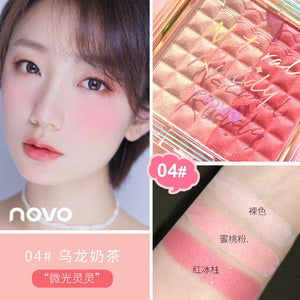 Light Features Tricolor Blush Cheek Base Makeup Smooth Waterproof Lasting Pigment Natural Facial contour Brighten skin