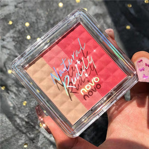 Light Features Tricolor Blush Cheek Base Makeup Smooth Waterproof Lasting Pigment Natural Facial contour Brighten skin
