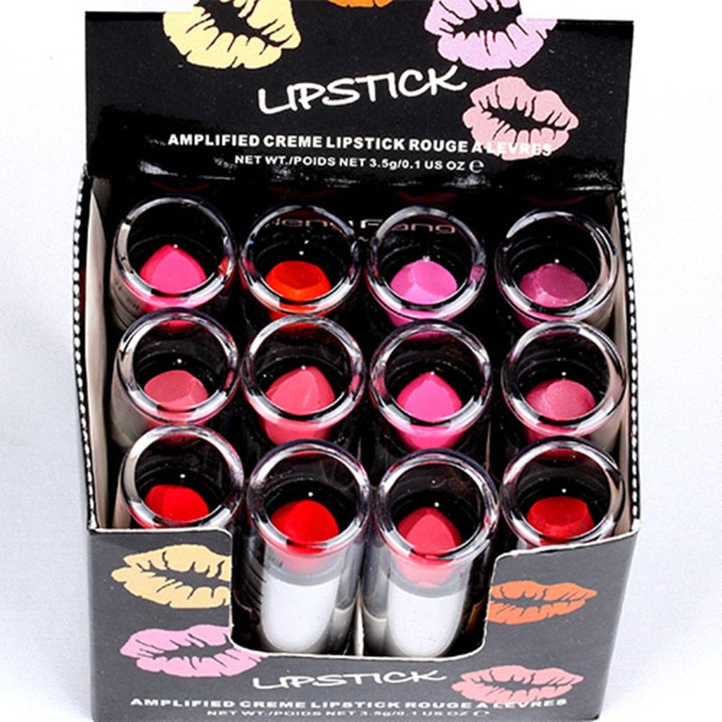 Lipsticks Makeup 12 PCS 11 Color Red Pink Purple Colored Lipstick Lip Stick Net 3.5g H113
