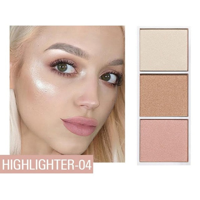 SACE LADY 3 Colors Makeup Shimmer Matter Blush Bronzer Face Contour Mineralize Blush Palette Powder Highlighter Make Up